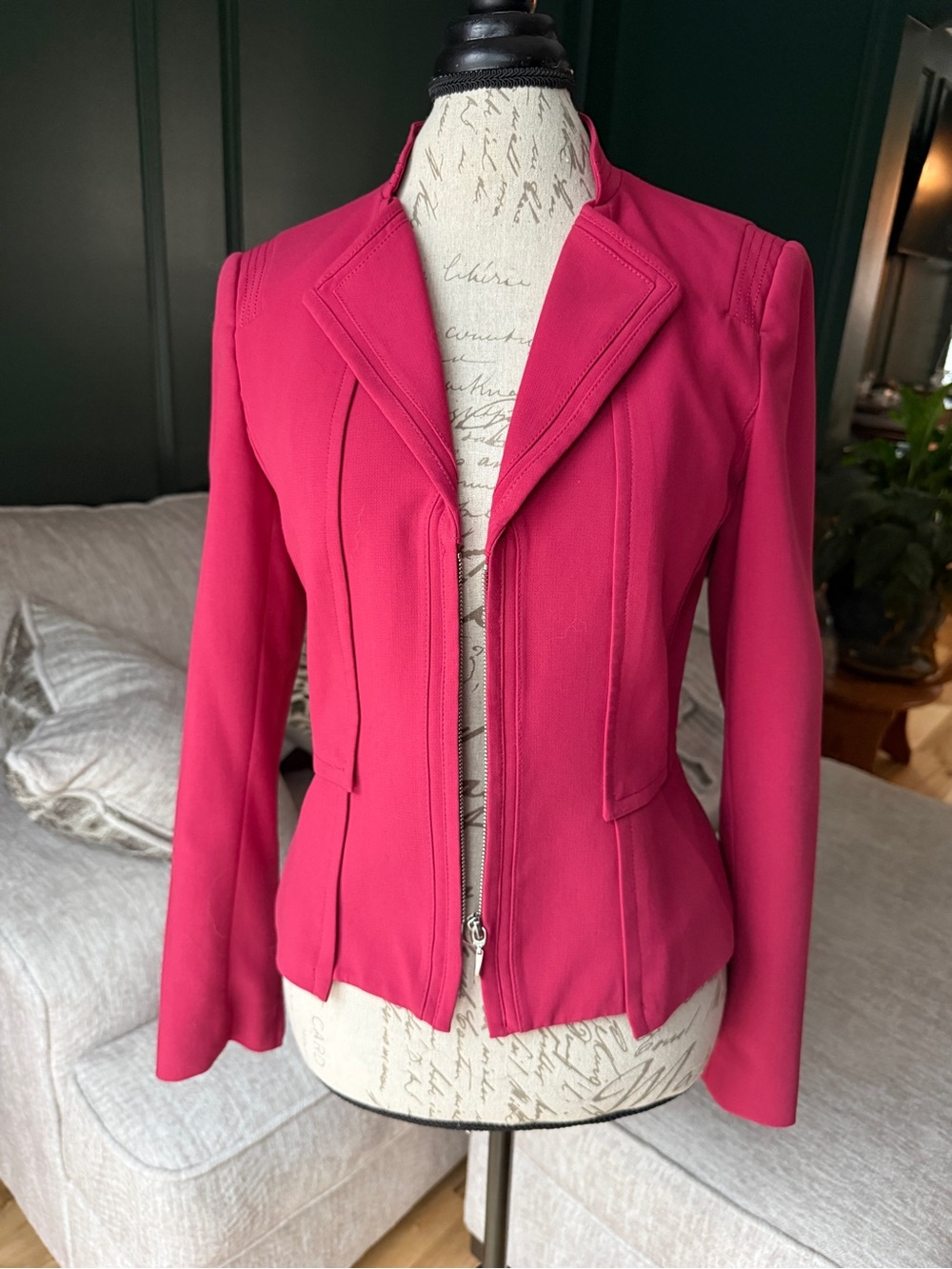 White House Black Market Hot Pink Zip-Front Tailored Blazer
